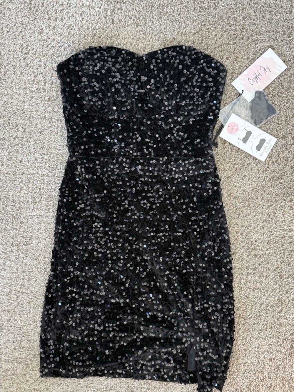 Crystal Sky Black Sequin Mini Dress